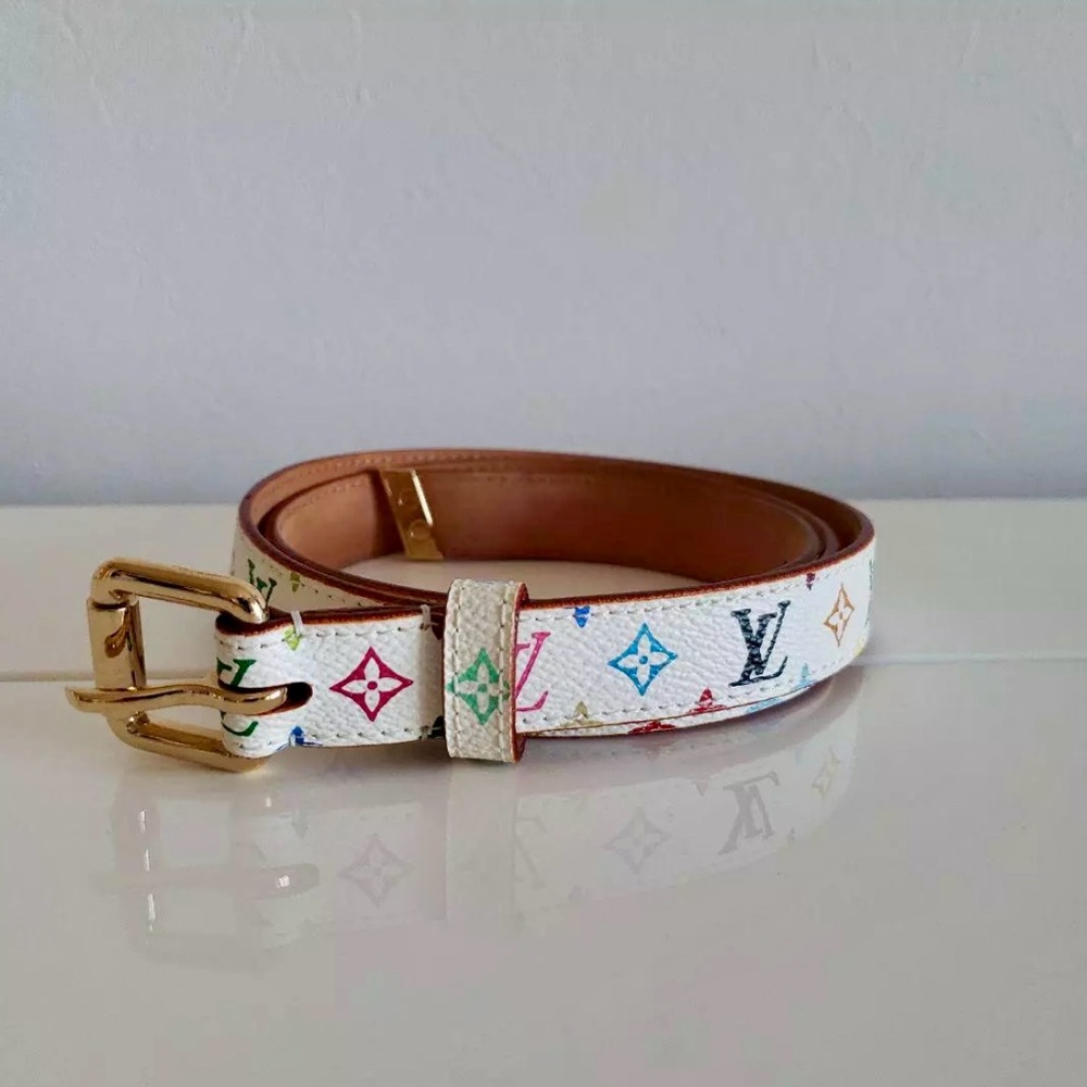 Authentic Louis Vuitton Monogram Multicolor Belt Size 80/32 Width 2cm Women